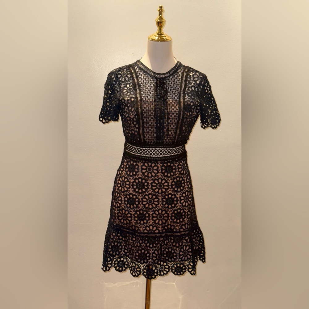 AQUA brand Navy Blue Lace Dress Size XS